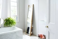 Oak Leaning Ladder Mirror -Cozy Home Shop 1 Oak Rounded Leaning Mirror 02 10 18