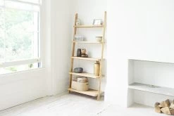 Oak Wide LeaningLadder Shelves 18 Oak Wide LeaningLadder Shelves -Cozy Home Shop 1 Oak Rounded Wide Ladder Shelf 02 10 18