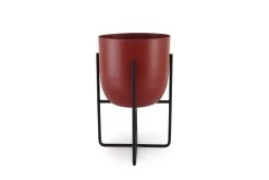 Enamel Pot & Quad Plant Stand - Large (Acer Red)
