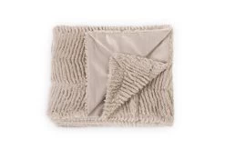 Chevron Faux Fur Bedspread (Natural)