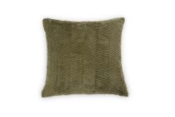 Chevron Faux Fur Cushion 60x60cm (Olive Green)