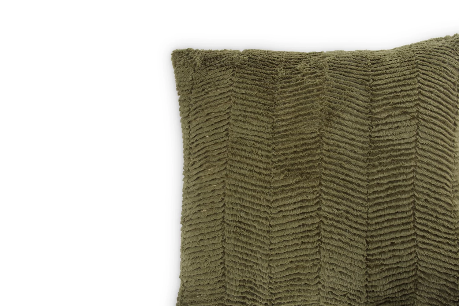 Chevron Faux Fur Cushion 60x60cm (Olive Green) 3 Chevron Faux Fur Cushion 60x60cm (Olive Green) - Image 3