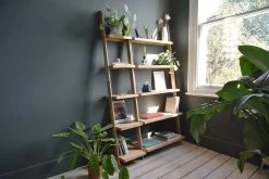 Narrow Oak Leaning Ladder Shelves -Cozy Home Shop 2 Leaning Set Study Room 02 10 18