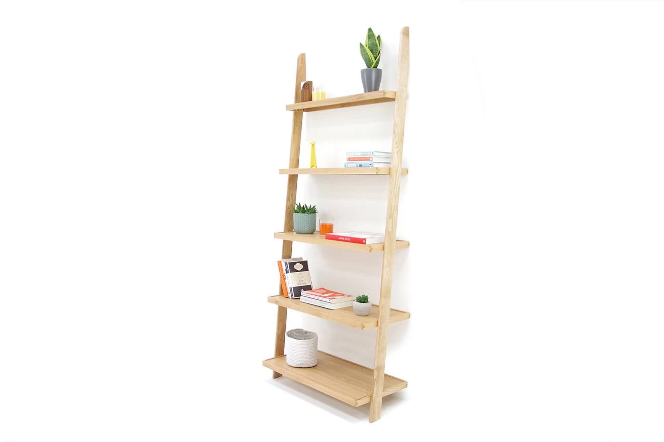 Oak Wide LeaningLadder Shelves 1 Oak Wide LeaningLadder Shelves