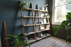 Oak Wide LeaningLadder Shelves 19 Oak Wide LeaningLadder Shelves -Cozy Home Shop 3 Leaning Set Study Room 02 10 18