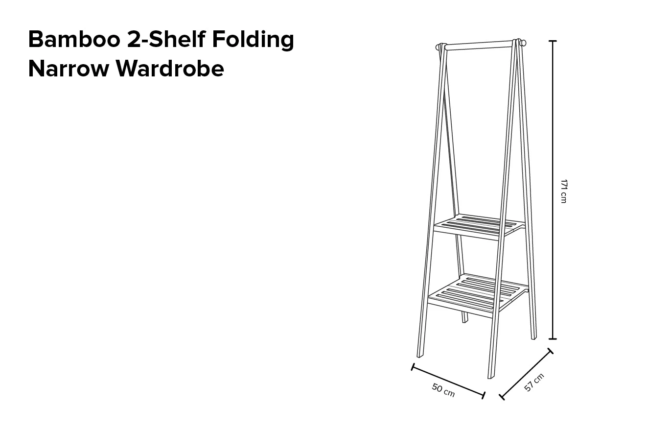 Bamboo 2-Shelf Folding Narrow Wardrobe 7 Bamboo 2-Shelf Folding Narrow Wardrobe - Image 7