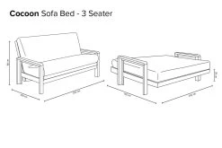 Cocoon - 3 Seater Oak Sofa Bed -Cozy Home Shop Cocoon Three Seater