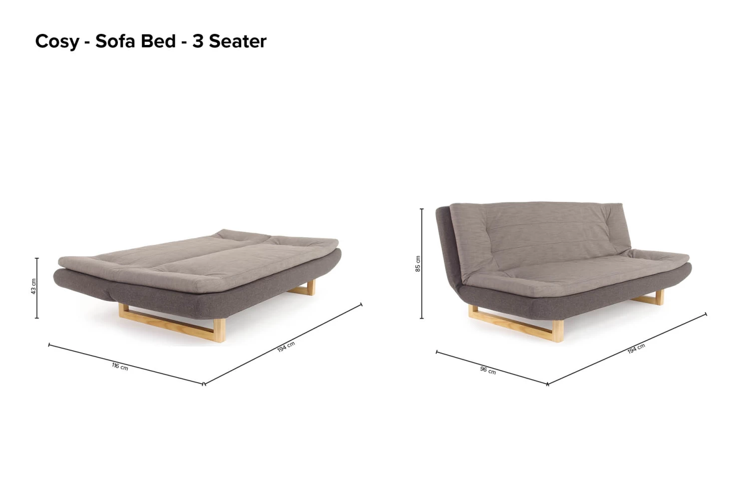 Cosy - 3 - Seater Sofa Bed Rubberwood (Soft Top) 10 Cosy - 3 - Seater Sofa Bed Rubberwood (Soft Top) - Image 10