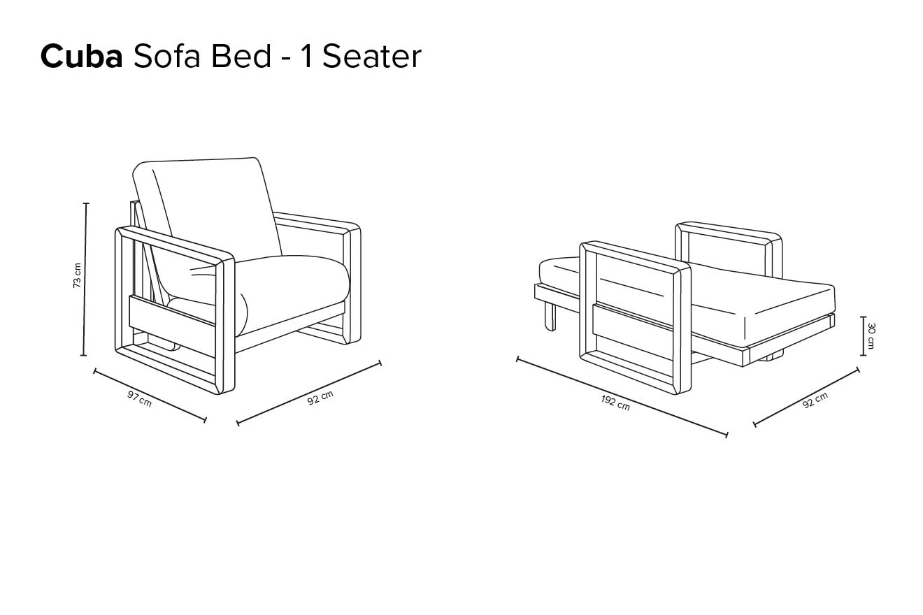 Cuba - Single Seater Solid Oak Sofa Bed 5 Cuba - Single Seater Solid Oak Sofa Bed - Image 5