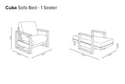 Cuba - Single Seater Birch Sofa Bed -Cozy Home Shop Cuba One Seater q654 87