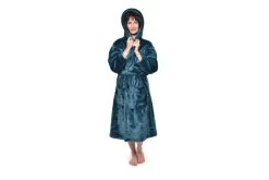 Deep Fleece Bathrobe With Hood (Oslo Blue) -Cozy Home Shop DR2 1131 v246 gq