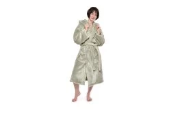 Deep Fleece Bathrobe With Hood (Desert Sage) 11 Deep Fleece Bathrobe With Hood (Desert Sage) -Cozy Home Shop DR2 1169