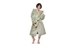 Deep Fleece Bathrobe With Hood (Desert Sage)