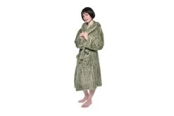 Chunky Cord Bathrobe With Hood (Olive Green)