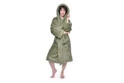 Chunky Cord Bathrobe With Hood (Olive Green) -Cozy Home Shop DR2 1228