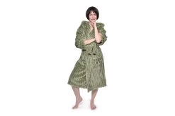 Chunky Cord Bathrobe With Hood (Olive Green) -Cozy Home Shop DR2 1237