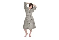 Chunky Cord Bathrobe With Hood (Wild Dove Grey) -Cozy Home Shop DR2 1310