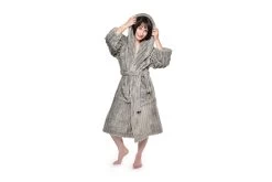 Chunky Cord Bathrobe With Hood (Wild Dove Grey) -Cozy Home Shop DR2 1321