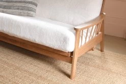 Swift - 3 Seater Sofa Bed Solid Oak -Cozy Home Shop FAUX SHEEPSKIN COVER SHOWN WITH SWIFT OAK BIFOLD AS EXAMPLE cniy 8f