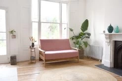 Swift - 2 Seater Solid Oak Double Sofa Bed -Cozy Home Shop FC Oak Swift 2 seat Trifold lifestyle 1 v2