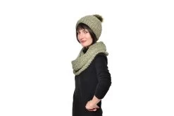 Chenille Knitted Neck Warmer (Olive Green) -Cozy Home Shop FC Bobble Hat Olive Green 2 h431 ds