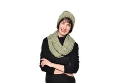 Chenille Knitted Neck Warmer (Olive Green) -Cozy Home Shop FC Bobble Hat Olive Green 3 yx4i sl