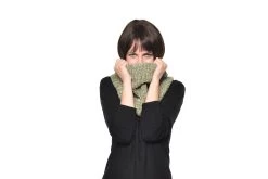 Chenille Knitted Neck Warmer (Olive Green) -Cozy Home Shop FC Chenille neck warmer olive green 5