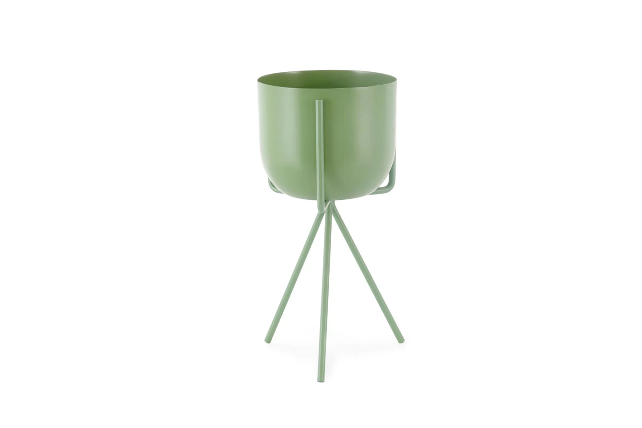 Enamel Pot & Tripod Plant Stand - Medium (Aspen Green) 2 Enamel Pot & Tripod Plant Stand - Medium (Aspen Green) - Image 2