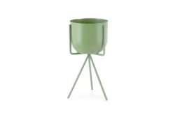 Enamel Pot & Tripod Plant Stand - Medium (Aspen Green)