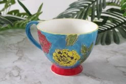 Tea Mug (Dark Blue Flowers) -Cozy Home Shop FC Extra Large Tea Mug Blue Flowers 1