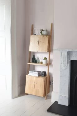 Oak Leaning Drinks Cabinet