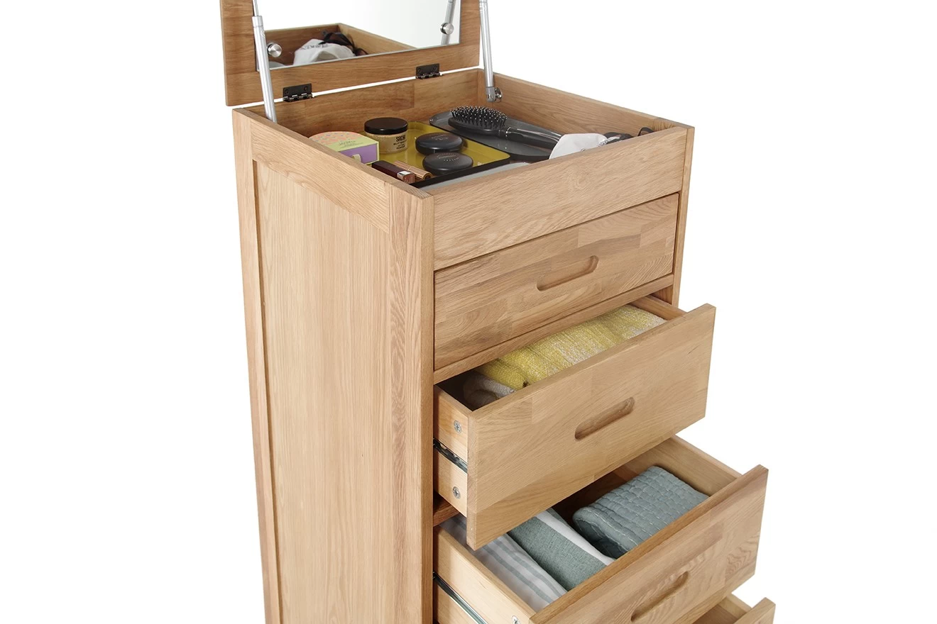 Oak Narrow Vanity Chest Of Drawers 6 Oak Narrow Vanity Chest Of Drawers - Image 6