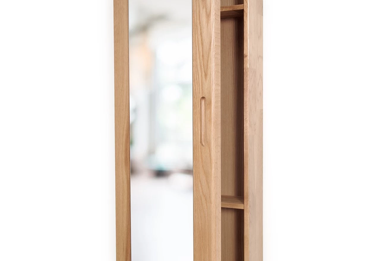 Oak Tall Mirror Cabinet 8 Oak Tall Mirror Cabinet - Image 8