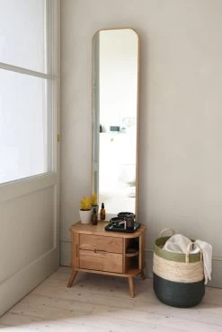 Oak Tall Tambour Mirror 16 Oak Tall Tambour Mirror -Cozy Home Shop FC Oak Tall Tambour Mirror Clay LF