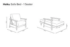 Haiku - Single Seater Solid Oak Sofa Bed -Cozy Home Shop Haiku One Seater