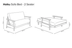 Haiku - 2 Seater Solid Oak Double Sofa Bed -Cozy Home Shop Haiku Two Seater 1