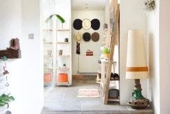 Narrow Oak Leaning Ladder Shelves -Cozy Home Shop Hallway 2019 05 22