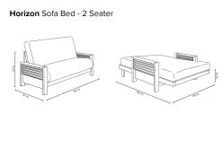 Horizon - 2 Seater Solid Oak Sofa Bed -Cozy Home Shop Horizon Two Seater