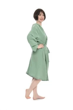 Itoko Cotton Bathrobe -Cozy Home Shop Itoko Robe Green 10
