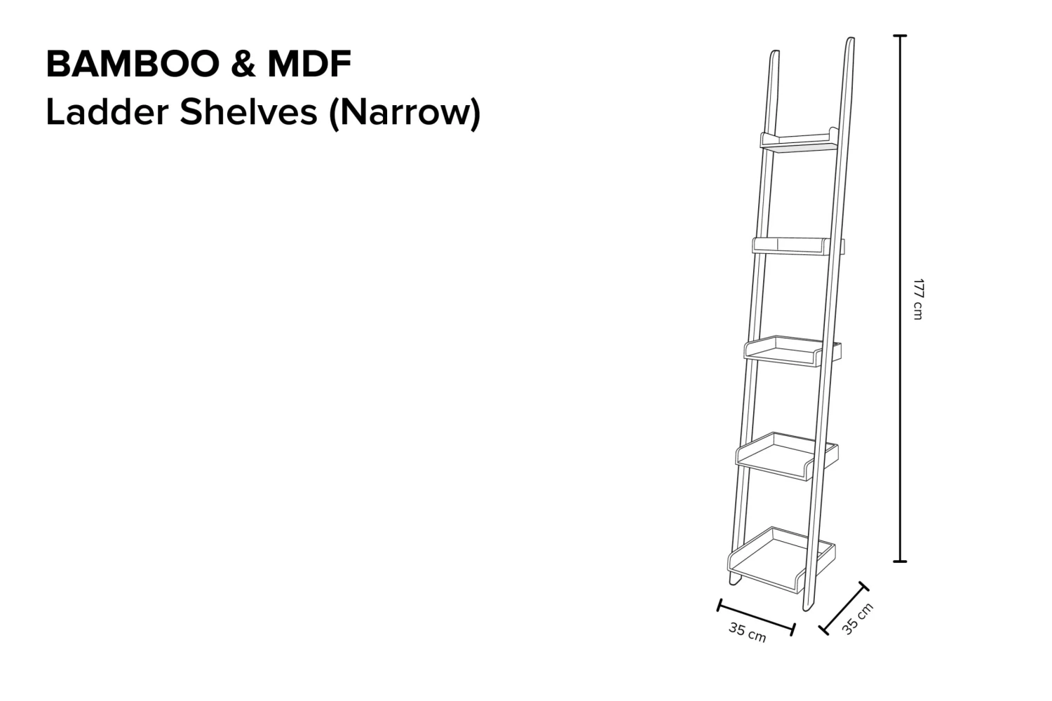 Narrow Bamboo And White Ladder Shelf 3 Narrow Bamboo And White Ladder Shelf - Image 3