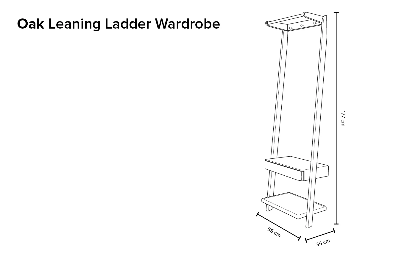 Oak Leaning Ladder Wardrobe 7 Oak Leaning Ladder Wardrobe - Image 7