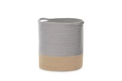 Jute & Cotton Storage Basket With Handle (grey)