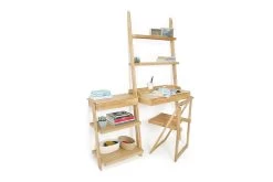 Oak Laya Leaning Ladder Shelves With Drawer -Cozy Home Shop Laya Leaning Shelves with drawer 5