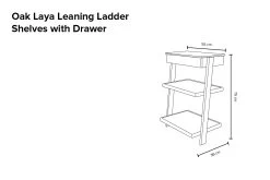 Oak Laya Leaning Ladder Shelves With Drawer -Cozy Home Shop Laya ladder shelves drawers