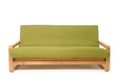 Loop - 3 Seater Birch Sofa Bed -Cozy Home Shop Loop Bifold with Green Handloom Cover