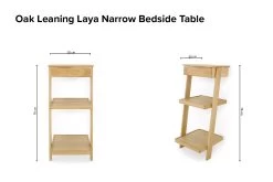 Oak Leaning Laya Narrow Bedside Table -Cozy Home Shop Oak Leaning Laya Narrow Bedside Table
