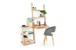 Oak Low Leaning Ladder Shelves -Cozy Home Shop Oak Low ladder shelf and desk 2