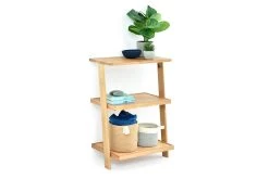 Oak Low Leaning Ladder Shelves -Cozy Home Shop Oak Low ladder shelf and desk 4