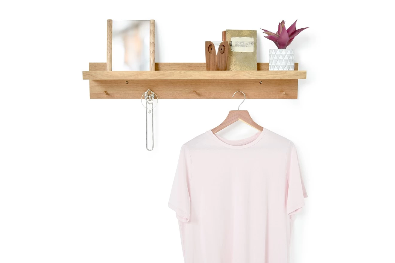 Oak Shaker 5-Hook Rail (80cm) 1 Oak Shaker 5-Hook Rail (80cm)