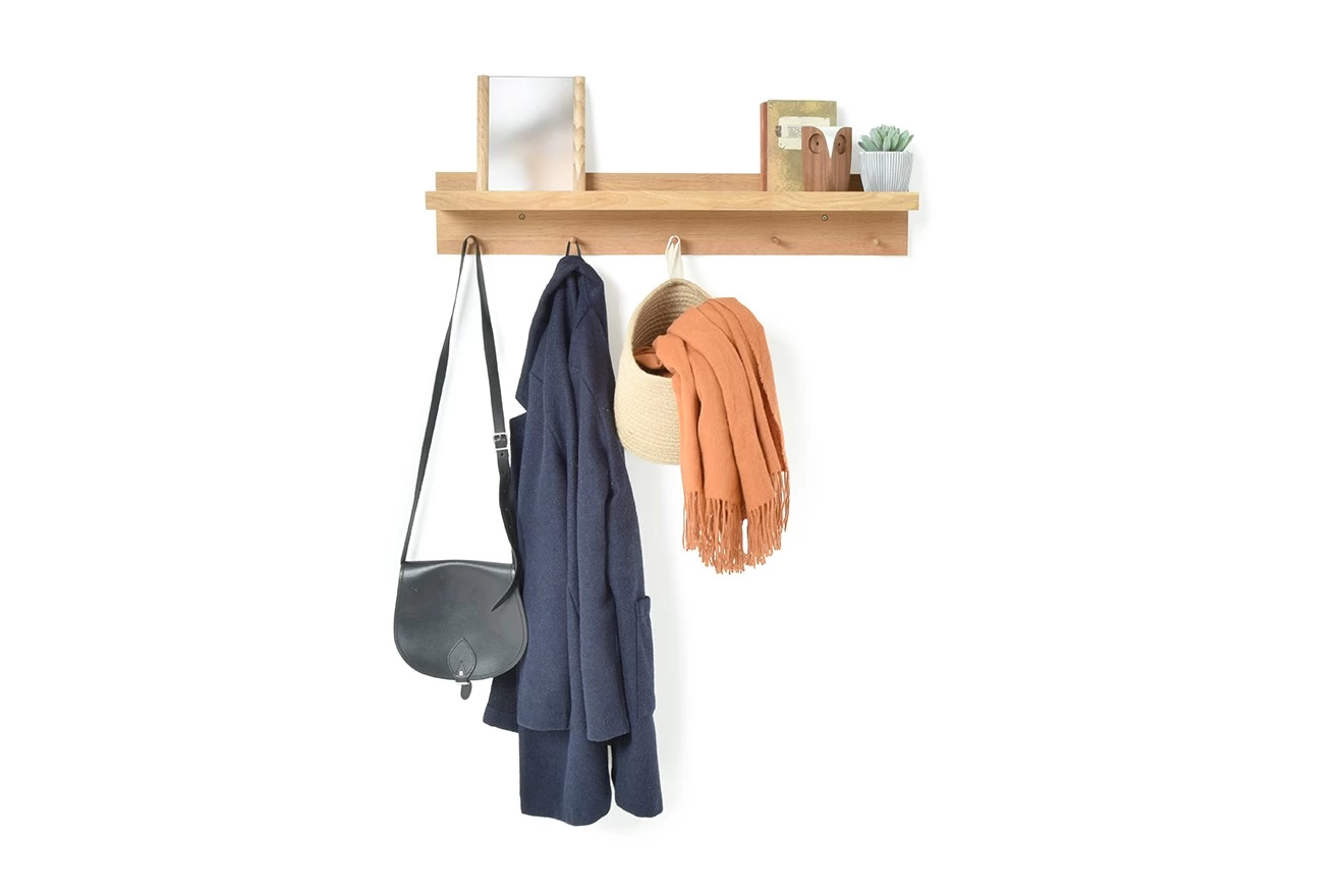 Oak Shaker 5-Hook Rail (80cm) 3 Oak Shaker 5-Hook Rail (80cm) - Image 3